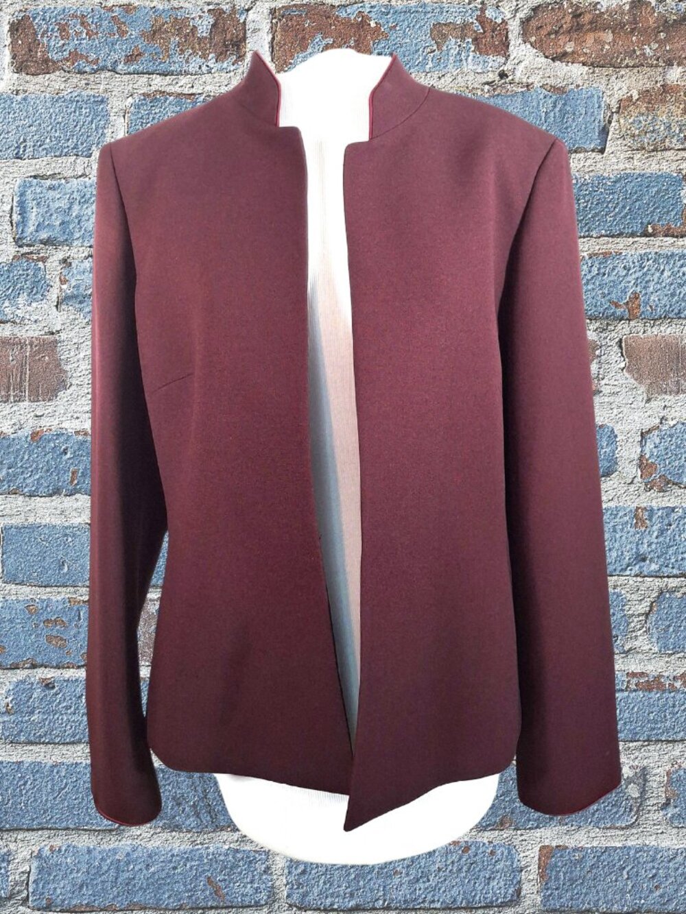 Kasper Dark Maroon Blazer Size 10 Open Front